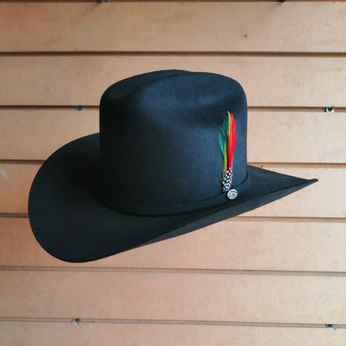 texana de lana copa alta falda mediana con pluma texana mexicana tipo del fantasma del cantante pluma tipo stetson