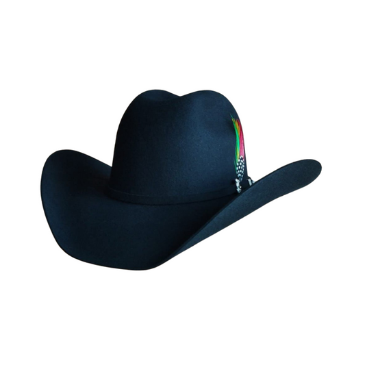 Texana Dallas Negra Clásica de Lana - Copa Sonora Baja y Falda Grande
